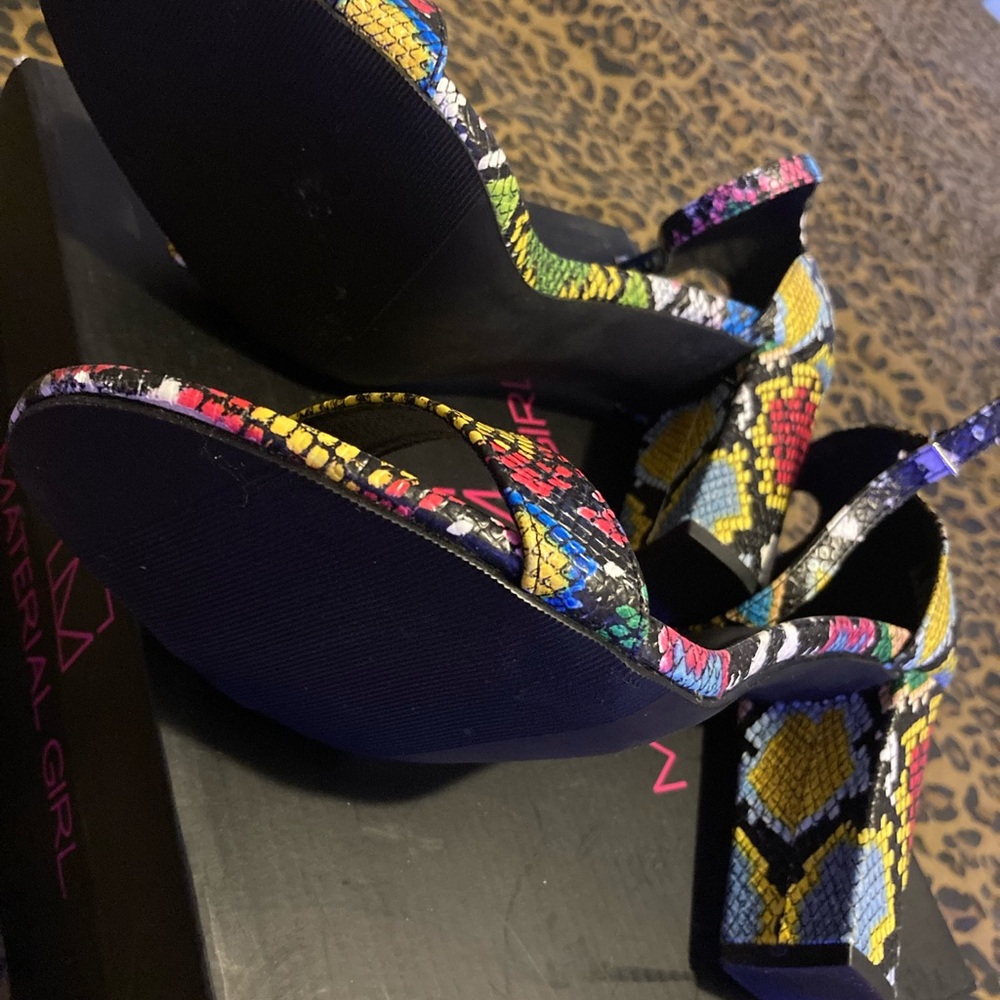 Material Girl Multicolor Snake Print Heels